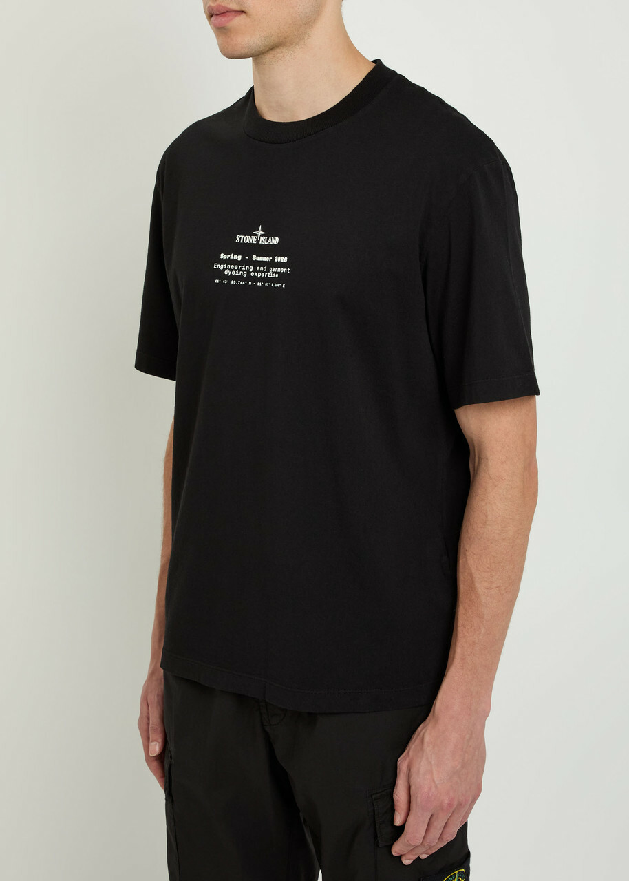 Stone Island Logo-print Cotton T-shirt Black
