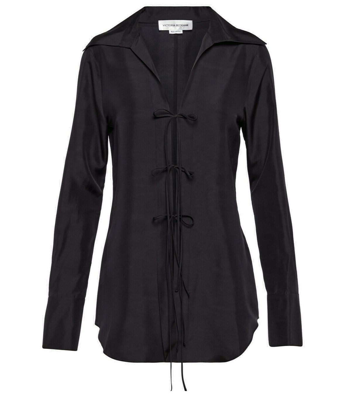 victoria beckham silk tie neck blouse