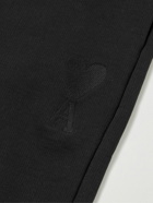 AMI PARIS - Logo-Embroidered Organic Cotton-Jersey Sweatpants - Black