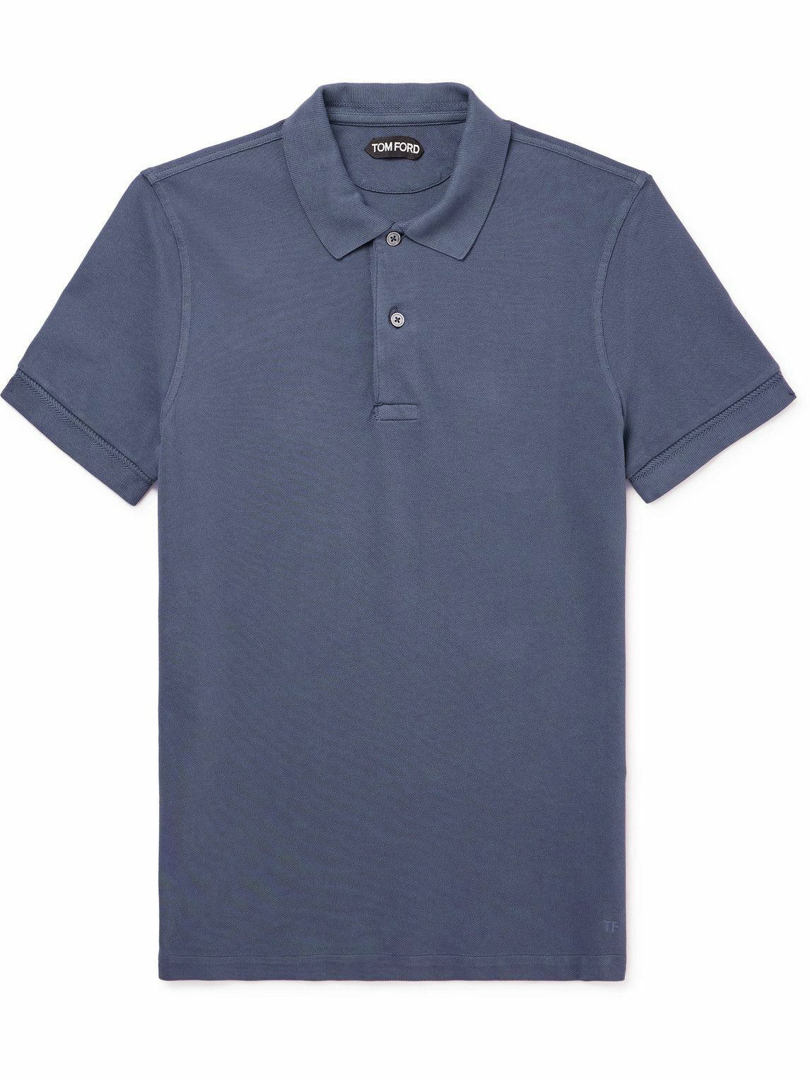 TOM FORD - Cotton-Piqué Polo Shirt - Blue TOM FORD