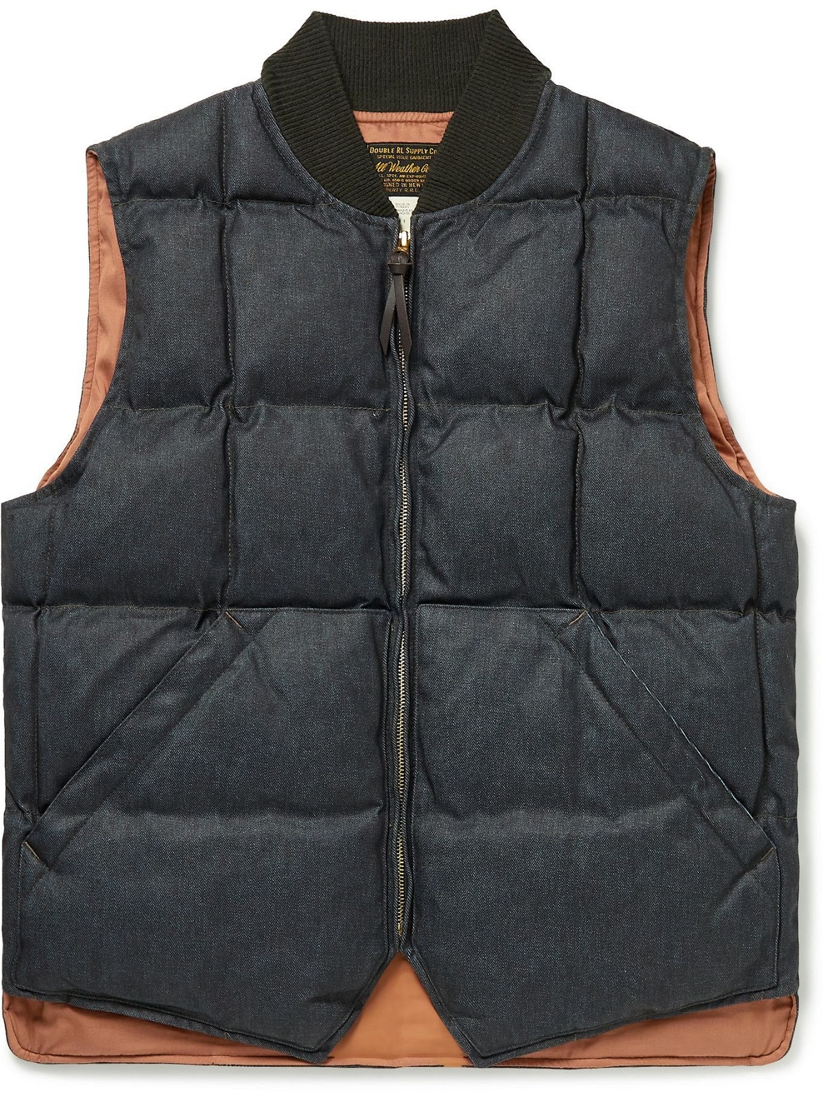 Photo: RRL - Brighouse Quilted Padded Coated-Denim Gilet - Blue