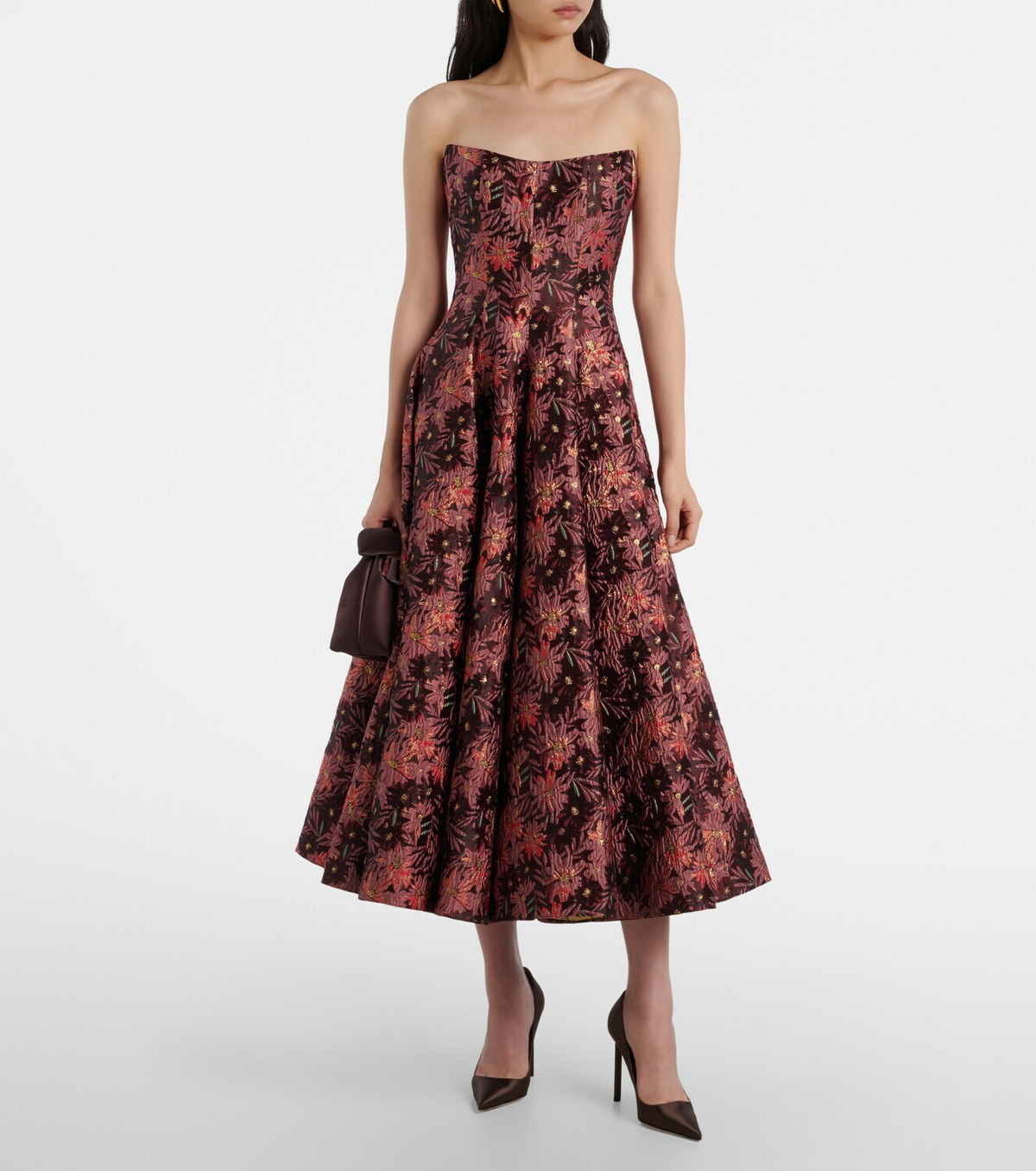 Markarian Rousseau floral brocade midi dress