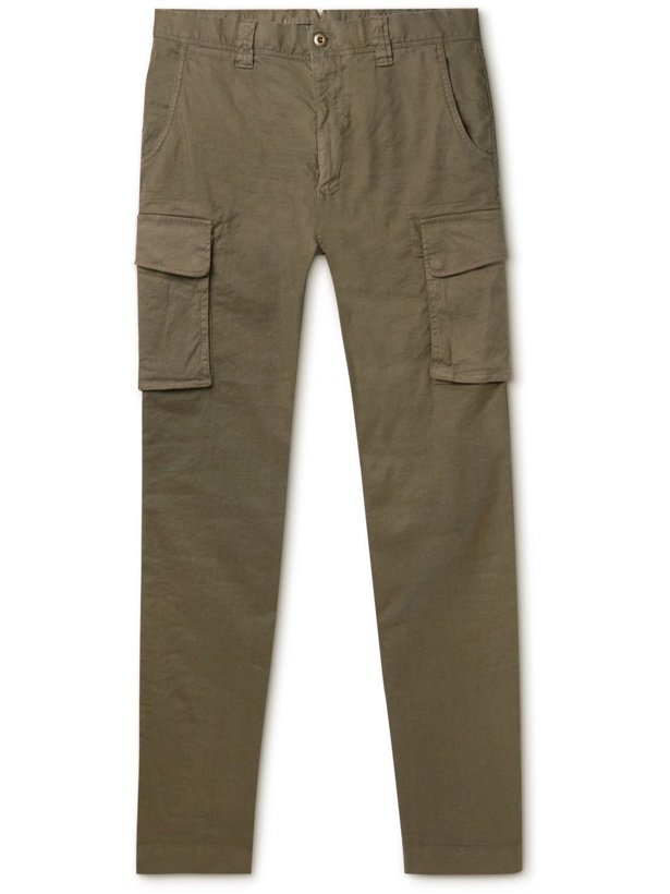 Photo: Incotex - Tapered Linen and Cotton-Blend Drill Cargo Trousers - Green