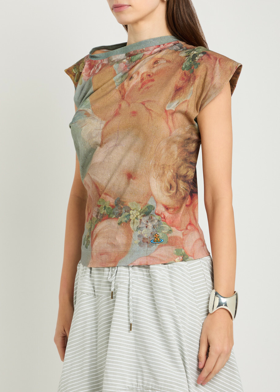 Vivienne Westwood Hebo Asymmetric Printed Cotton top Multicoloured
