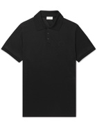 SAINT LAURENT - Slim-Fit Logo-Embroidered Wool-Piqué Polo Shirt - Black