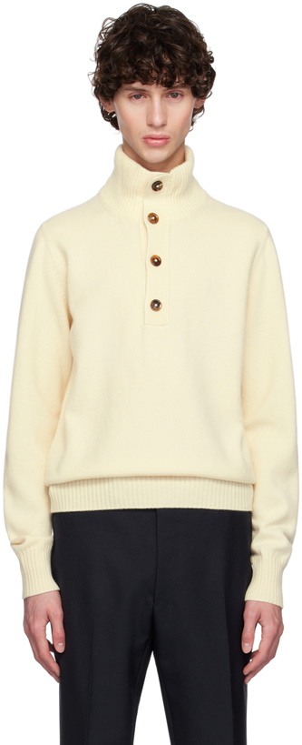 Photo: TOM FORD Off-White Button Turtleneck