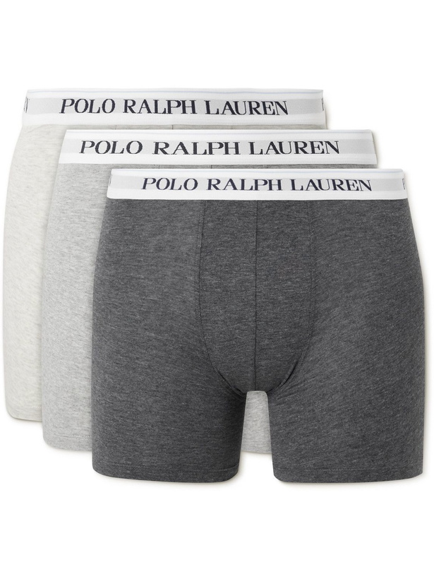 Photo: Polo Ralph Lauren - Three-Pack Stretch-Cotton Jersey Boxer Briefs - Gray