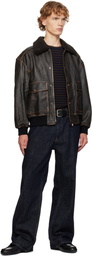 Dunst Black Detachable A-2 Leather Jacket