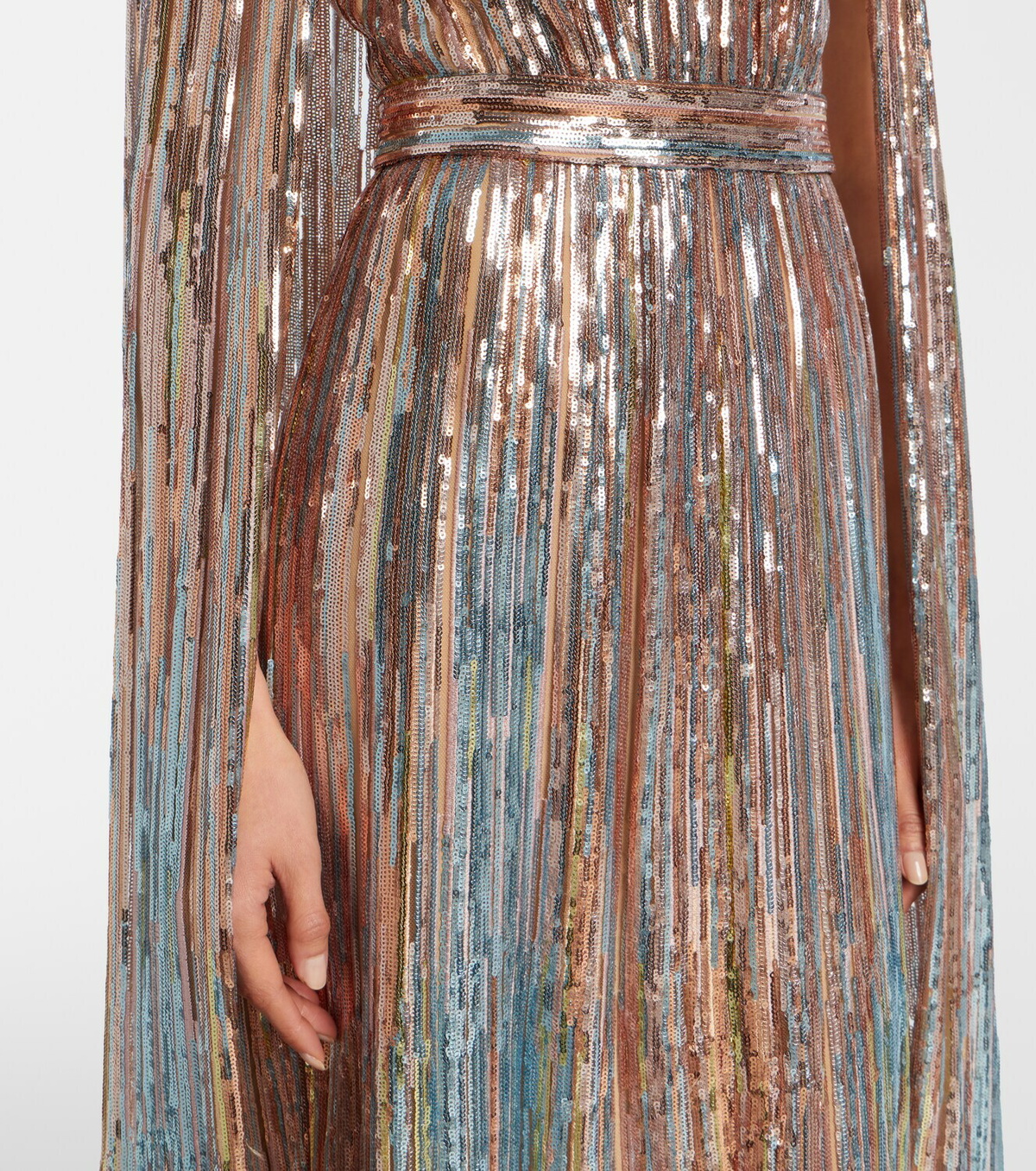 Elie Saab Sequined caped gown