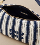 Miu Miu Striped leather-trimmed crochet shoulder bag