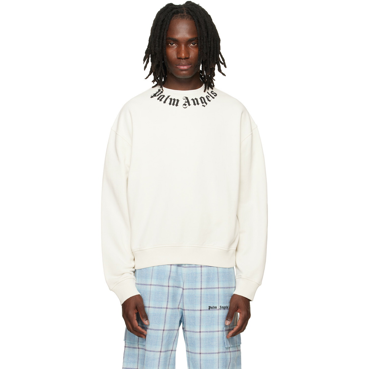 Palm Angels Off-White Neck Logo Sweatshirt
