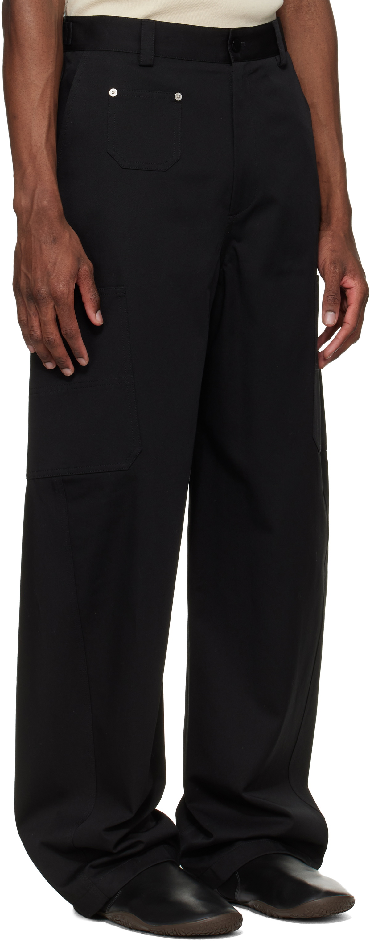 Givenchy Black Embroidered 'GIVENCHY Paris' Couture Seam Trousers