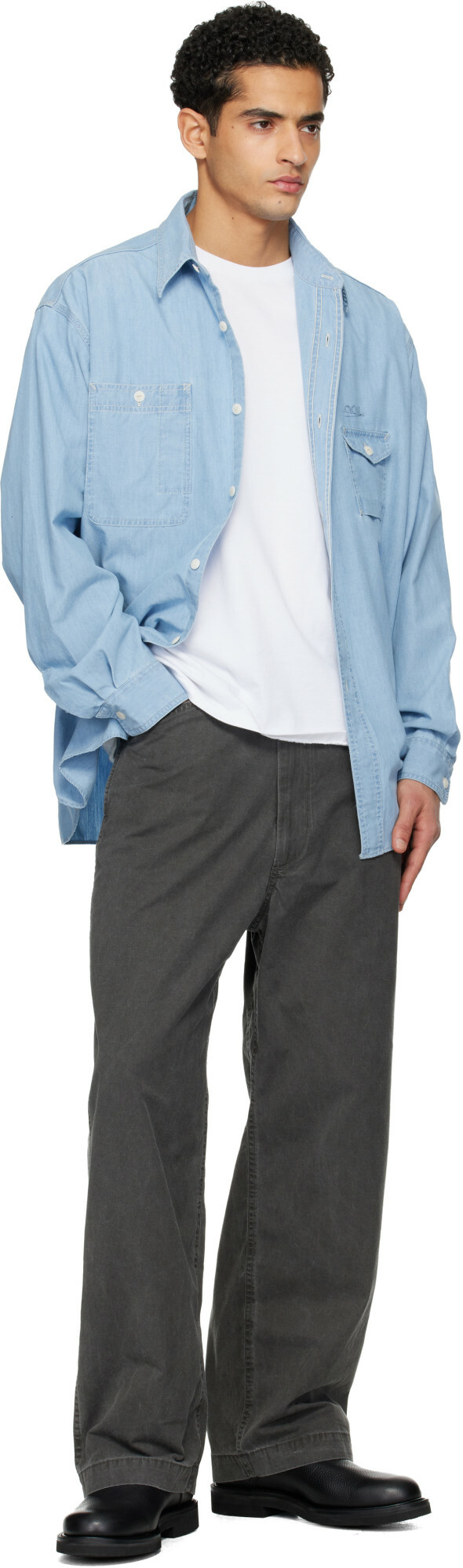 nanamica Blue OOAL Regular Collar Chambray Shirt
