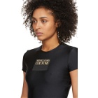Versace Jeans Couture Black Logo Contrast Color Cropped T-Shirt