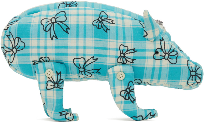 Ashley Williams Blue & Off-White Pig Clutch