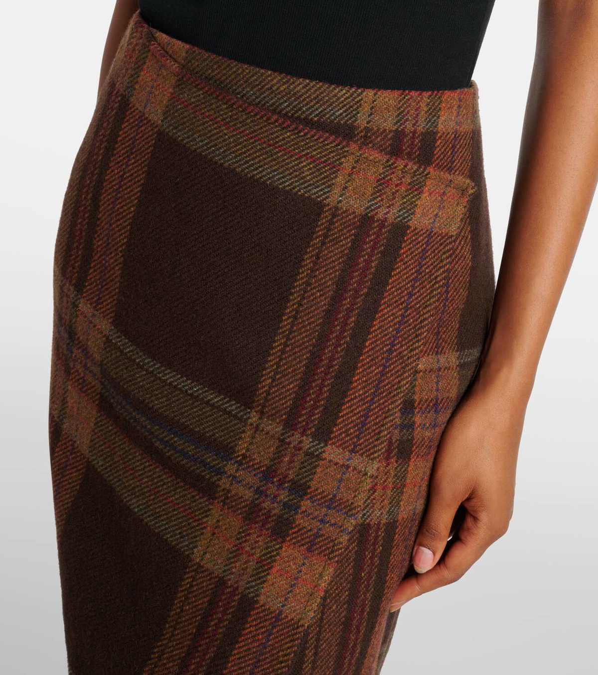 Polo Ralph Lauren Plaid wool-blend midi skirt