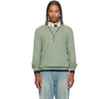Polo Ralph Lauren Green 'The Iconic Cable-Knit' Cashmere Sweater