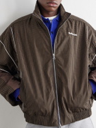NAHMIAS - Grid Checked Logo-Embroidered Cotton Blouson Jacket - Brown