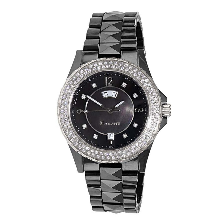 Photo: Polanti Ceramic Ii Quartz Black Dial Ladies Watch P7895K