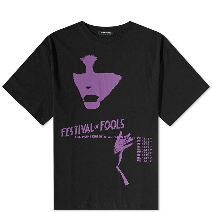 Photo: Raf Simons Men's Oversized Festival Fools T-Shirt in Black