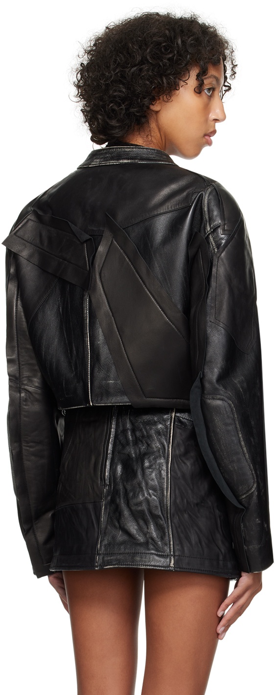 Acne Studios Black Patchwork Leather Jacket Acne Studios