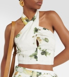 Erdem Floral linen halterneck top