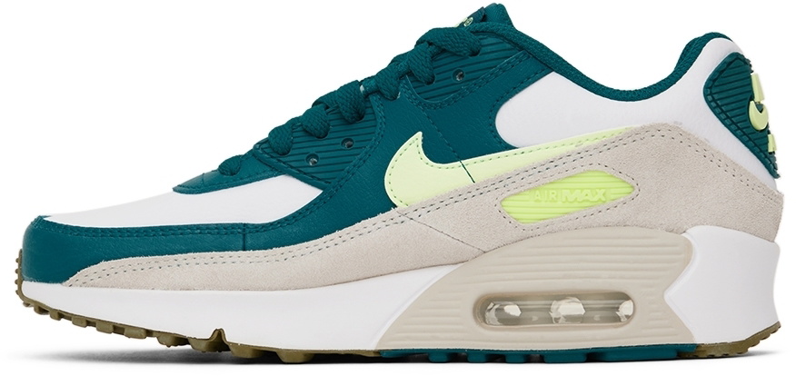 Nike Kids White & Green Air Max 90 Big Kids Sneakers Nike