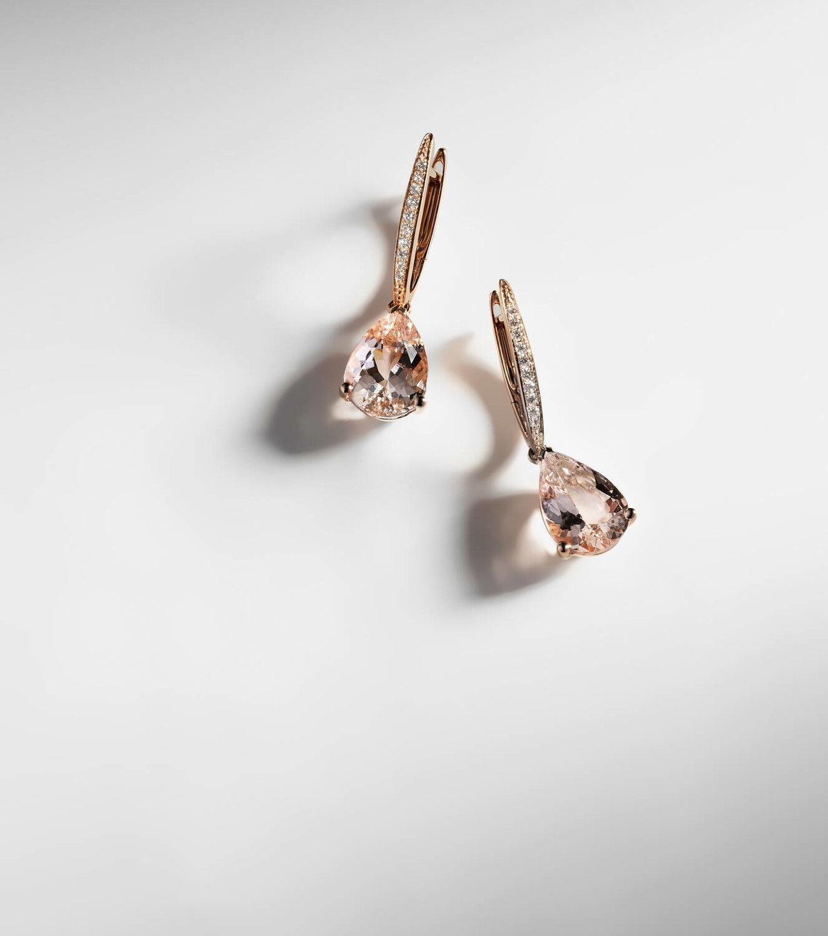 Bucherer Fine Jewellery Blush 18kt rose gold earrings with diamonds and morganites