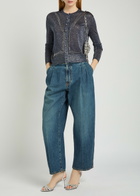 Rabanne Embellished Metallic-knit Cardigan Navy