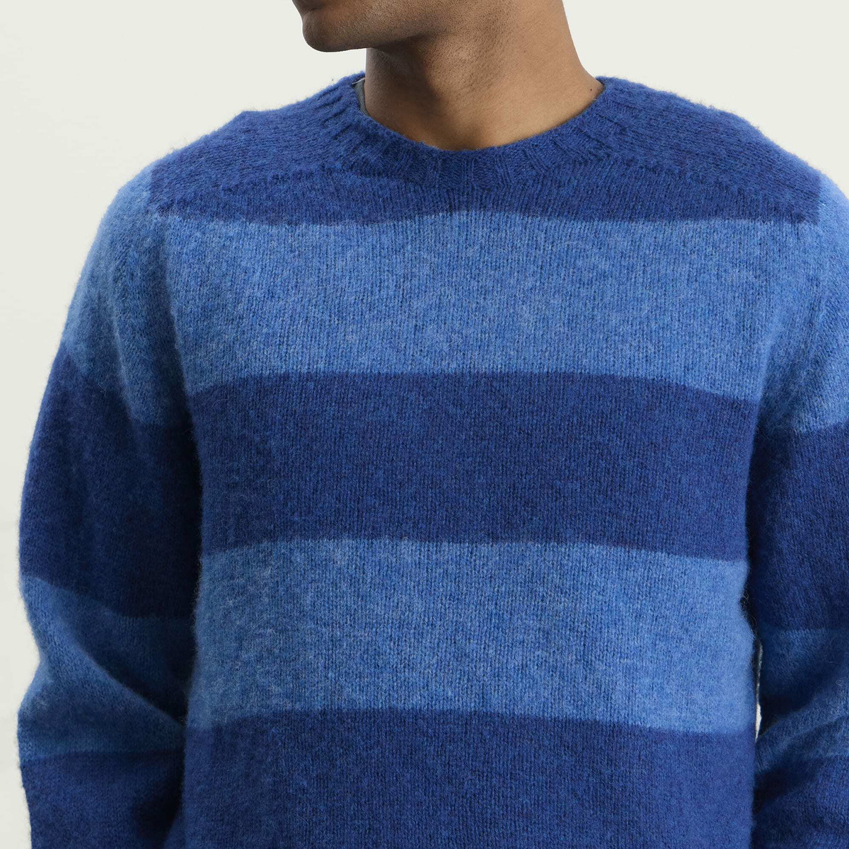 YMC Men's Suedehead Stripe Knit in Blue