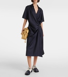 Loewe Pinstripe gathered wool wrap dress