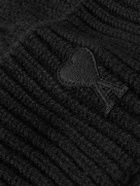 AMI PARIS - Logo-Appliquéd Ribbed Virgin Wool Beanie