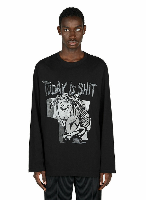 Photo: Yohji Yamamoto - Graphic Print Long Sleeve T-Shirt in Black
