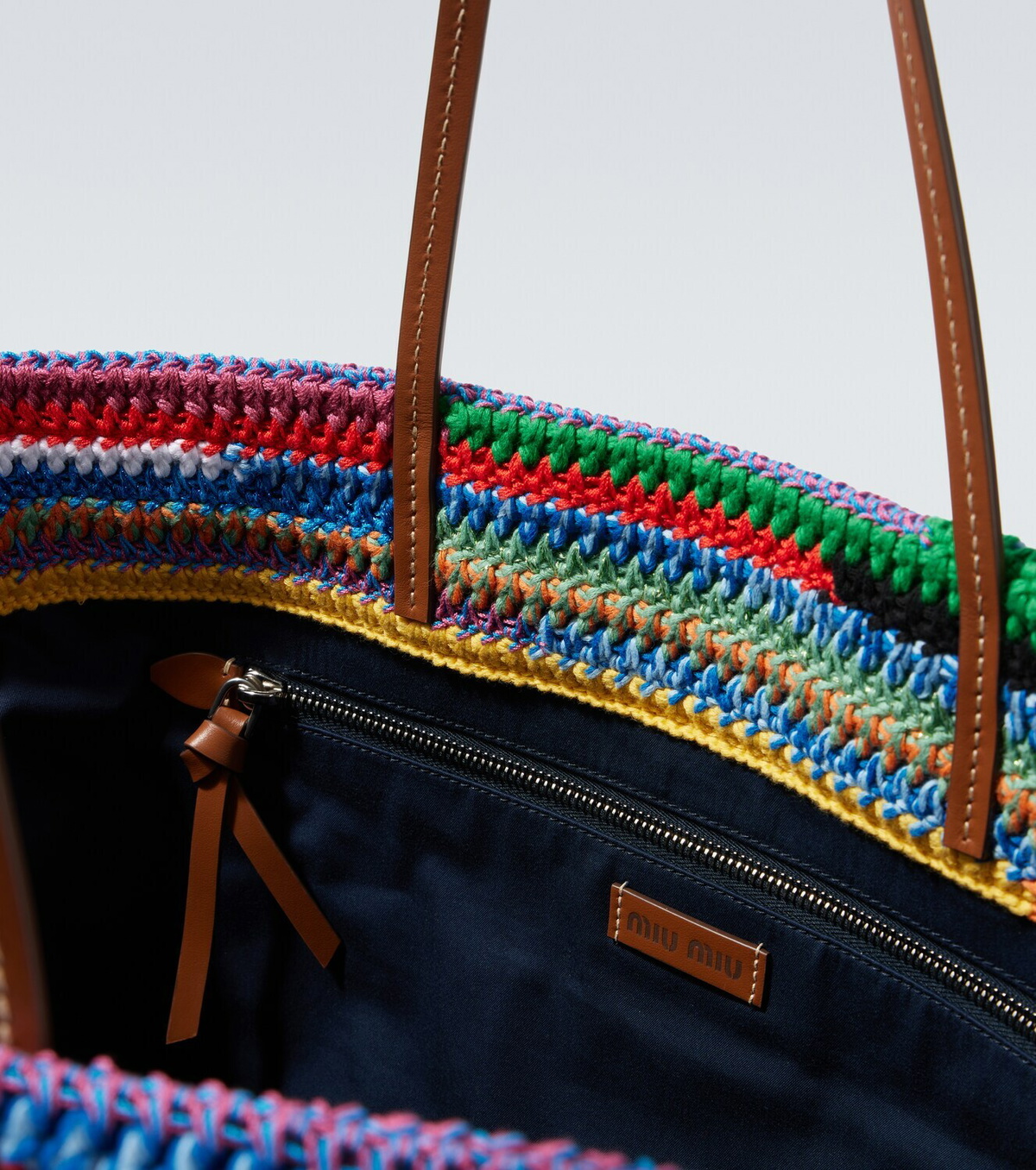 Miu Miu Large crochet leather-trimmed tote bag