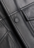 Emporio Armani Boxy Leather Jacket Black