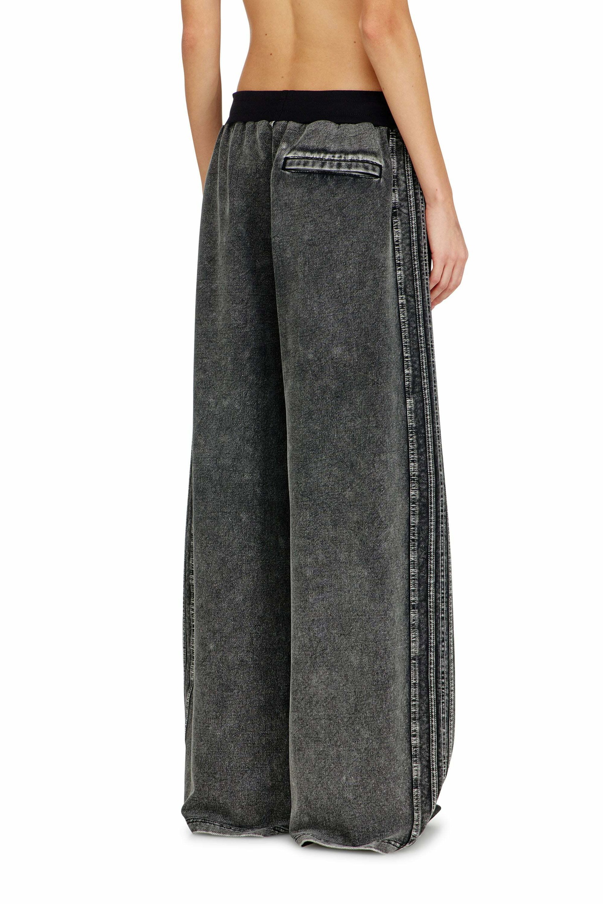 Diesel Wide pants in washed cotton with side bands - Pants Womens in Grey