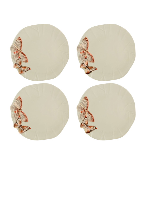 Photo: Bordallo Pinheiro Set Of Four Cloudy Butterflies Dinner Plates