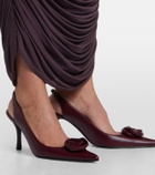 Magda Butrym Floral-appliqué leather slingback pumps