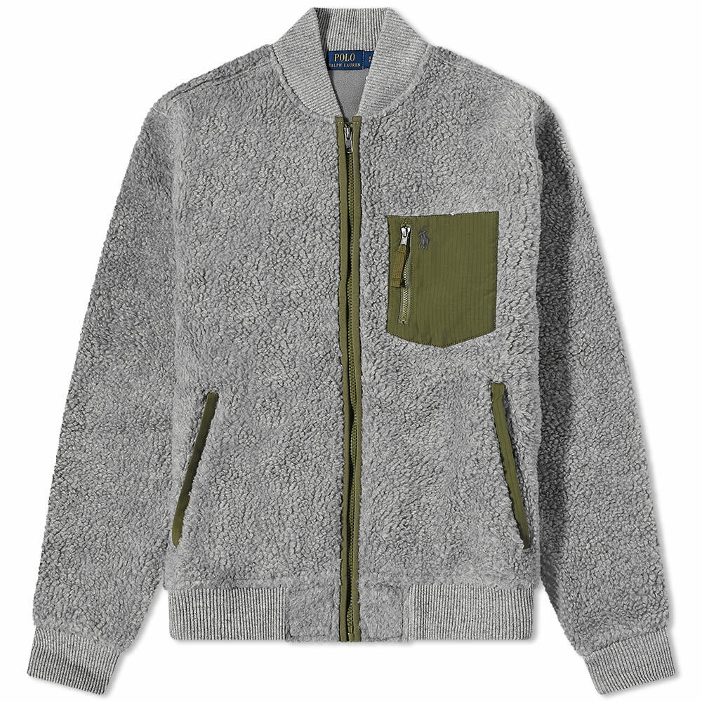 Polo Ralph Lauren Men's Sherpa Fleece Bomber Jacket in Dark Vintage ...