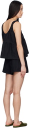 Deiji Studios Black Gathered Linen Pyjama Set