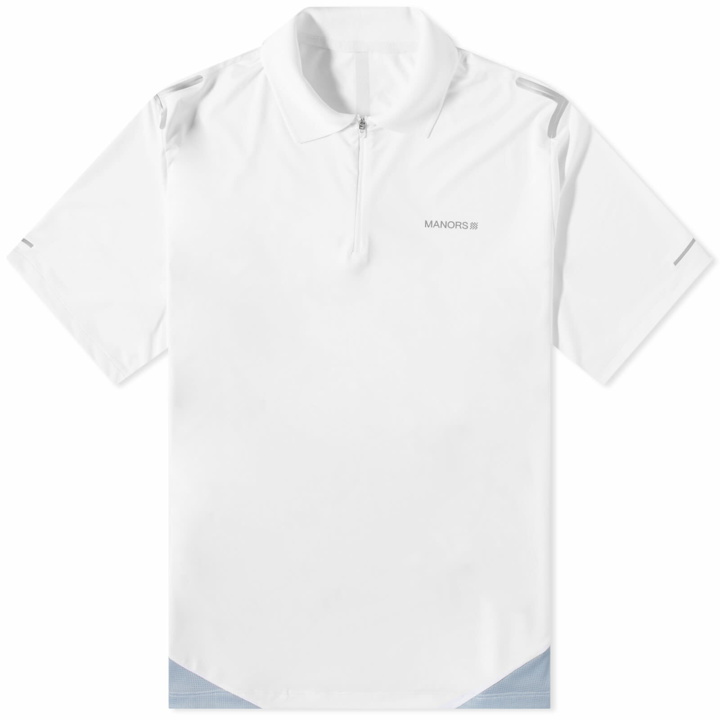 Photo: Manors Golf Men's Frontier Quarter Zip Polo Shirt in White