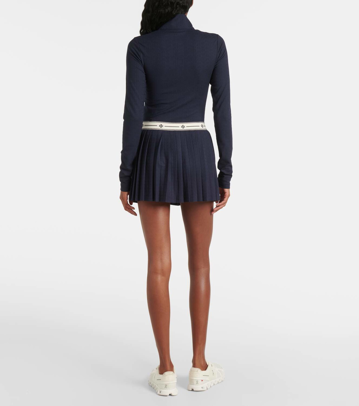 Tory Sport Pleated jacquard miniskirt