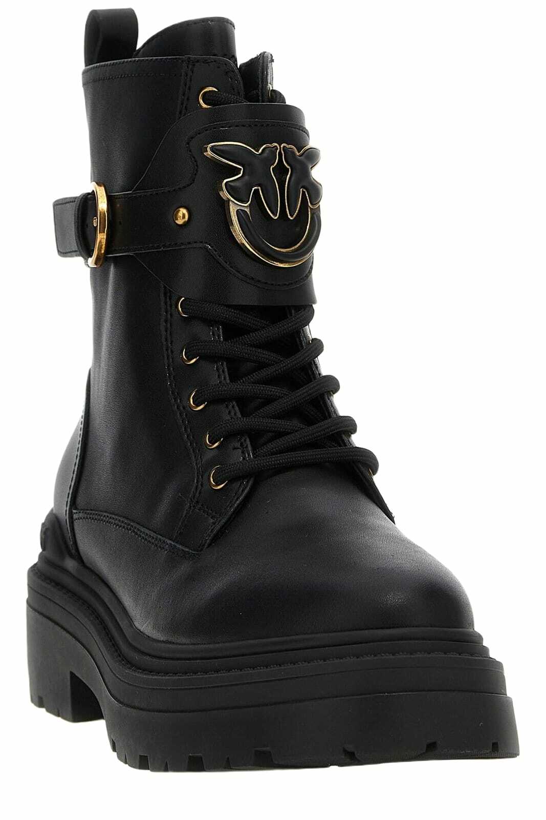 Pinko Logo Plaque Combat Boots