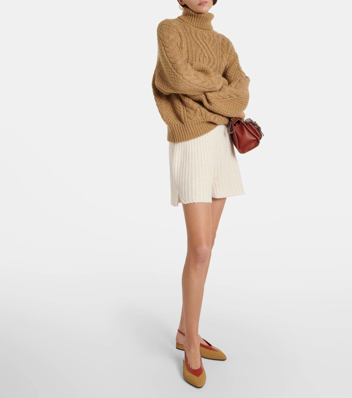 Loro Piana Rebecca leather-trimmed canvas slingback flats