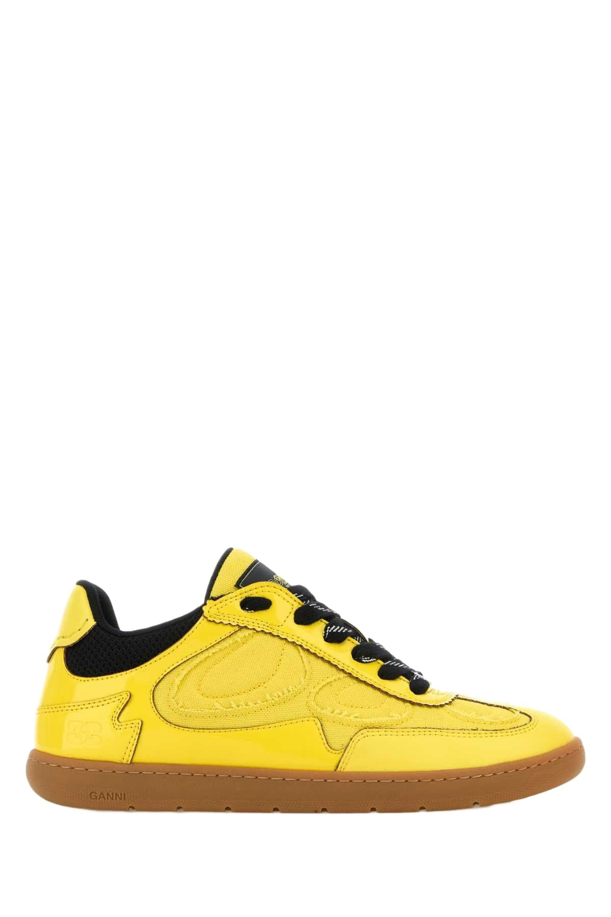 【GANNI】COTTON SNEAKERS Ganni Logo-embroidered Organic Cotton Sneakers In Neutrals