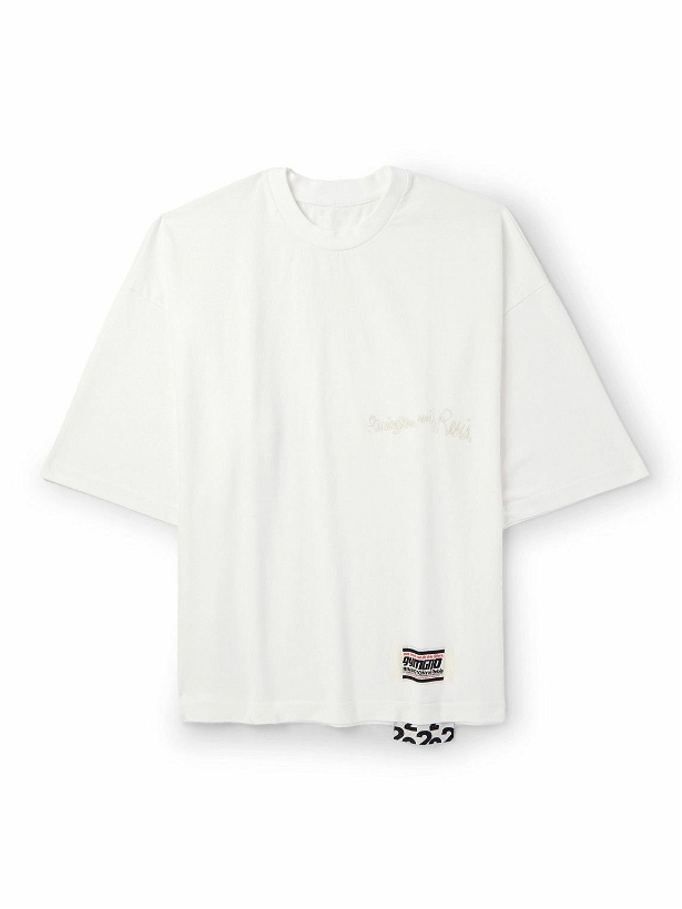 Photo: RRR123 - Laundry Bag Oversized Logo-Embroidered Cotton-Jersey T-Shirt - White