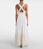 Loewe Asymmetric lace-trimmed cotton maxi dress