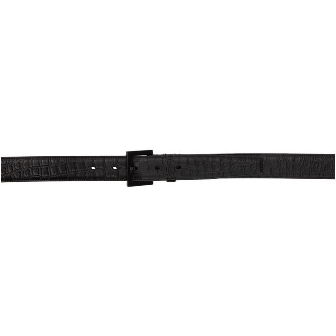 Photo: Saint Laurent Black Croc Square Monogramme Belt