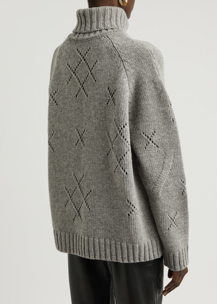 Bernadette Pull Sharon Floral-intarsia Wool-blend Jumper Grey