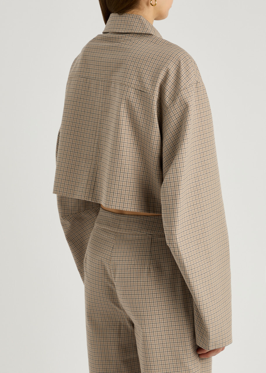 Clea Massimo Checked Cotton-blend Jacket Beige